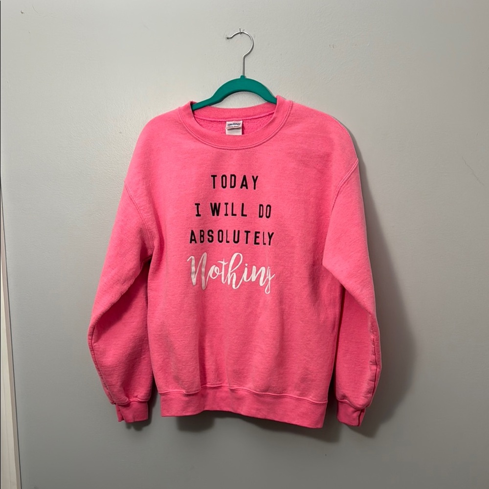 Gildan Pink Oversized Sweatshirt With Saying